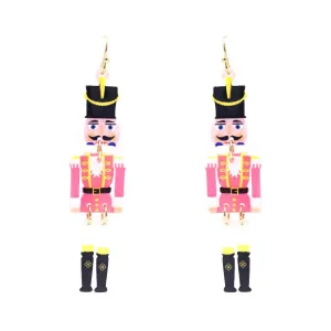 Pink Acrylic Nutcracker 2.5" Drop Earring