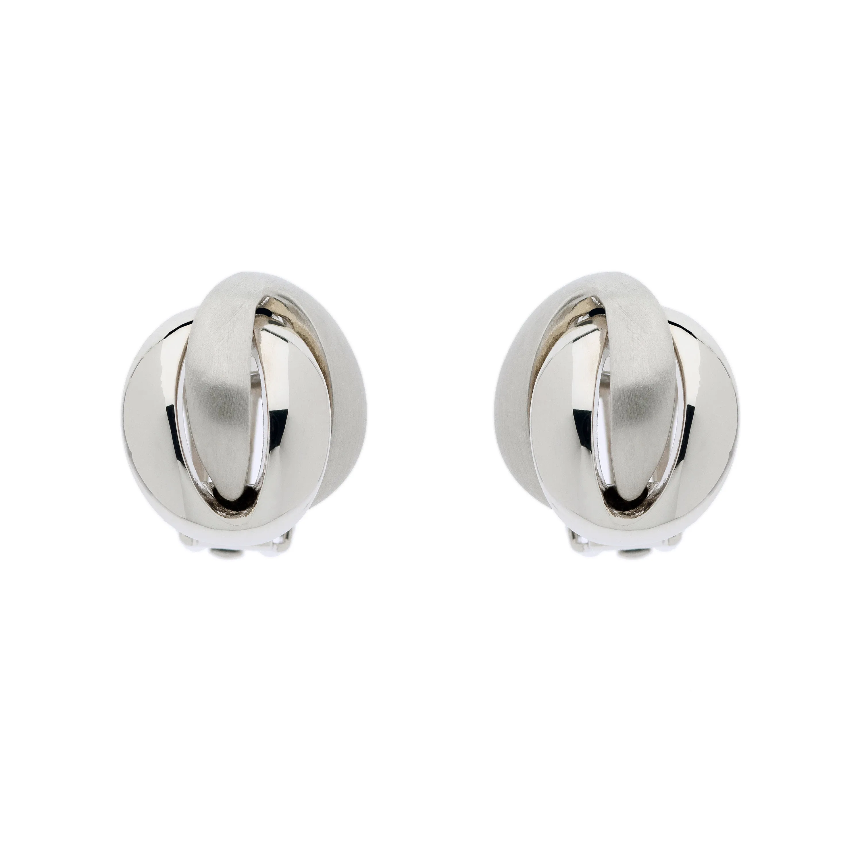 Platinum Knot Clip Earrings