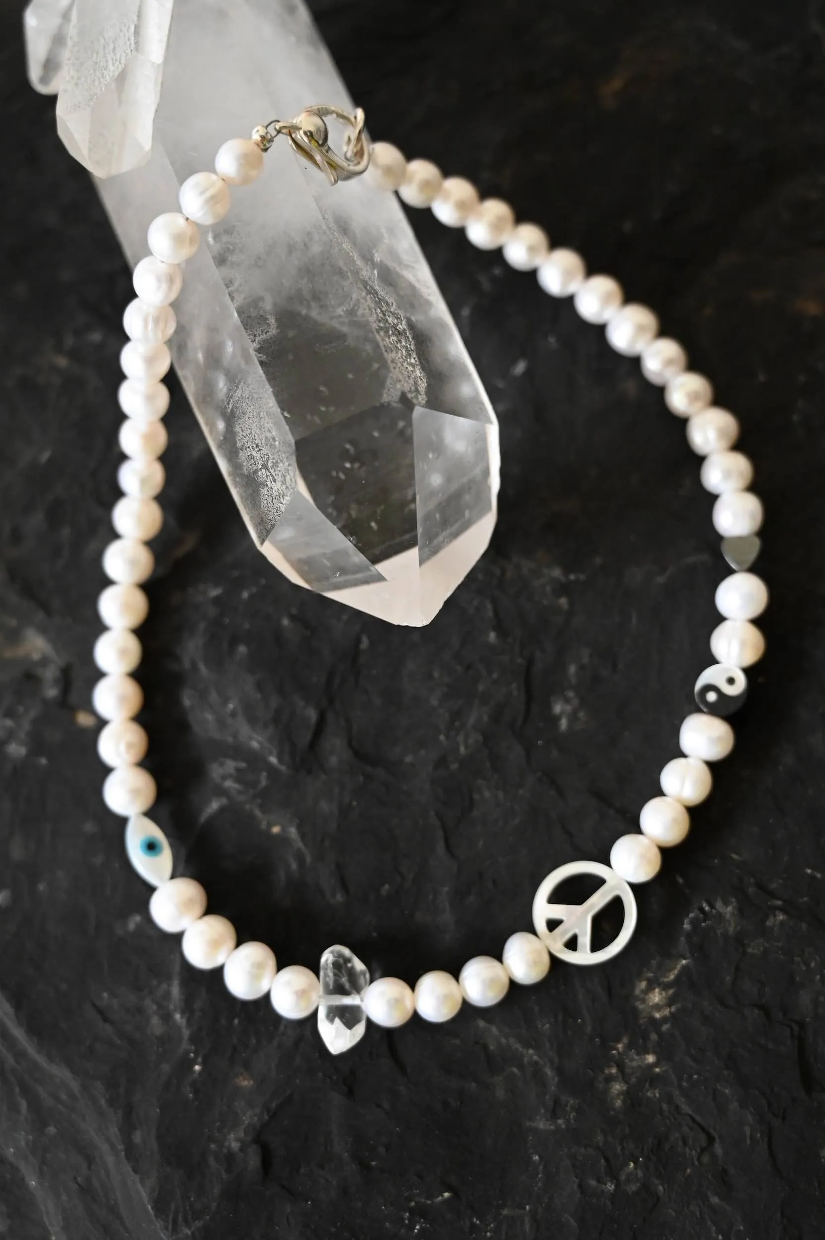 Protect Your Peace Pearl Necklace