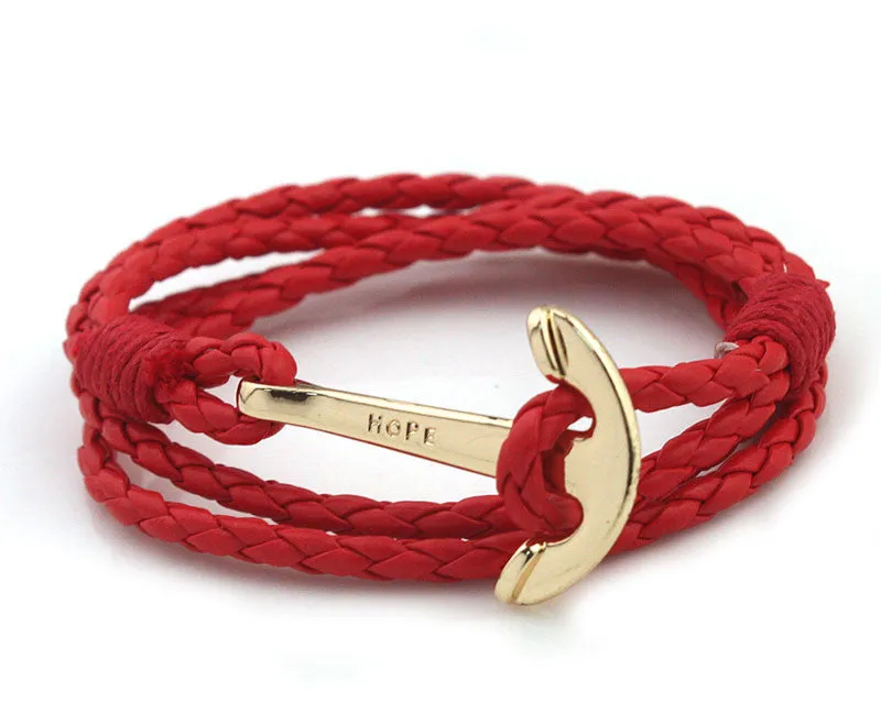 PU Leather Men Bracelet Jewelry Man Anchor Bracelet Wristband Charm Braclet For Male Accessories Hand Cuff