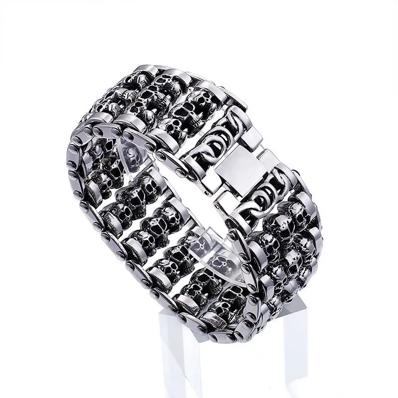 Punk Skull Titanium Steel Bracelets for Men - Trendy Fashion Accessories Wholesale