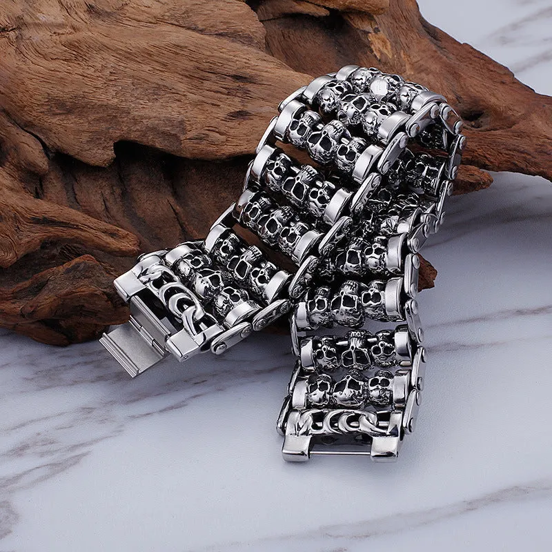 Punk Skull Titanium Steel Bracelets for Men - Trendy Fashion Accessories Wholesale