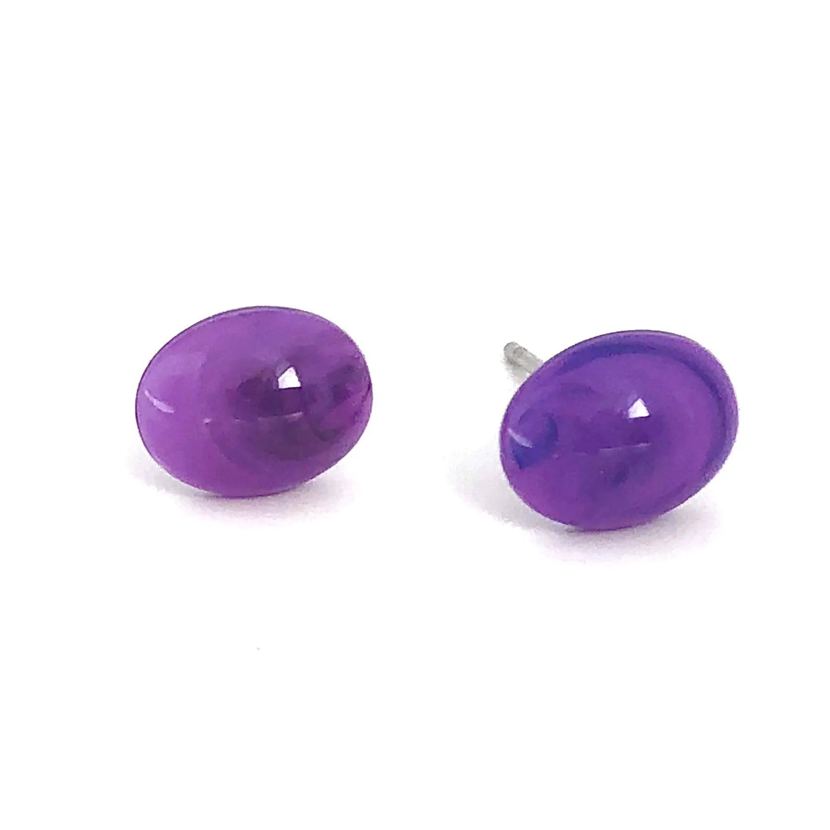 Purple Oval Stud Minimalist Earrings