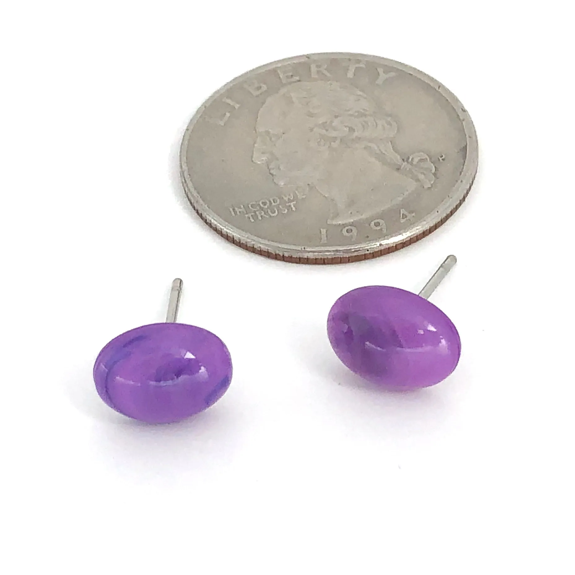 Purple Oval Stud Minimalist Earrings