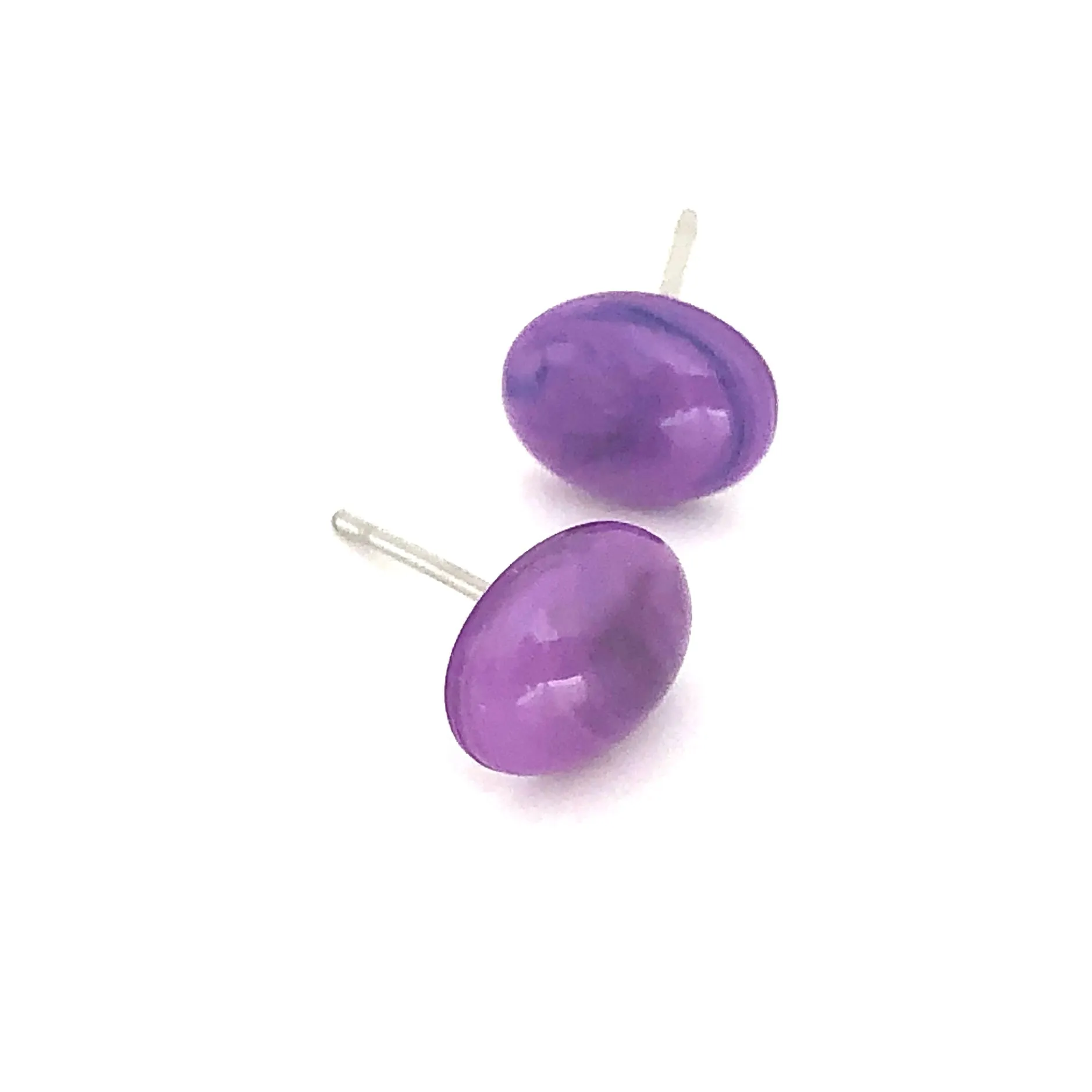 Purple Oval Stud Minimalist Earrings