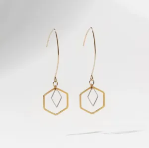 "Le Contour" Gold & Silver Hexagon Earrings - III