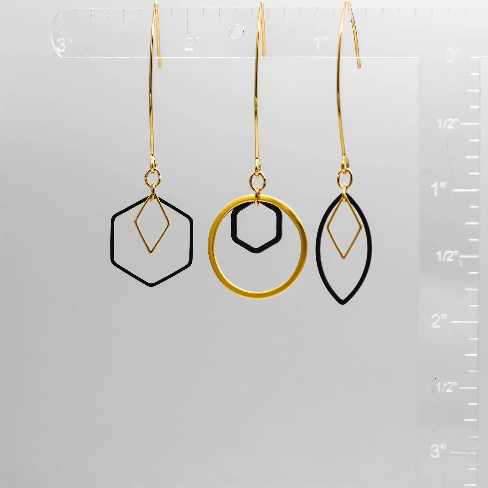 "Le Contour" Gold & Silver Hexagon Earrings - III