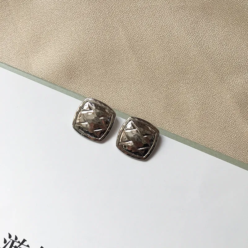 Retro Chic Alloy Button Stud Earrings - Vienna Verve Collection