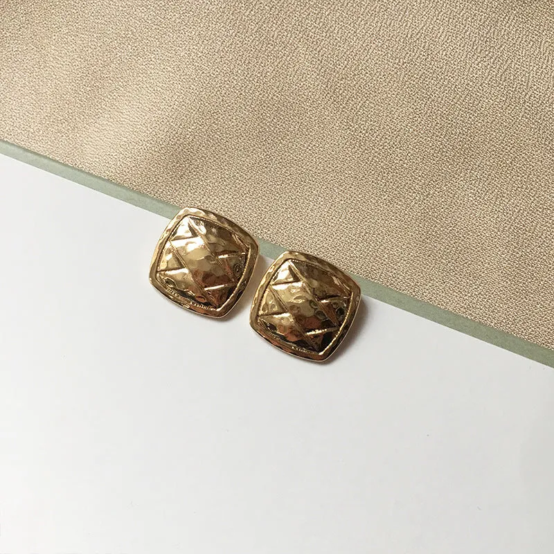 Retro Chic Alloy Button Stud Earrings - Vienna Verve Collection