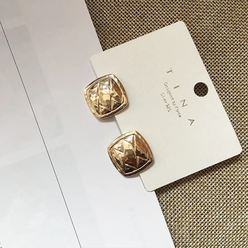 Retro Chic Alloy Button Stud Earrings - Vienna Verve Collection