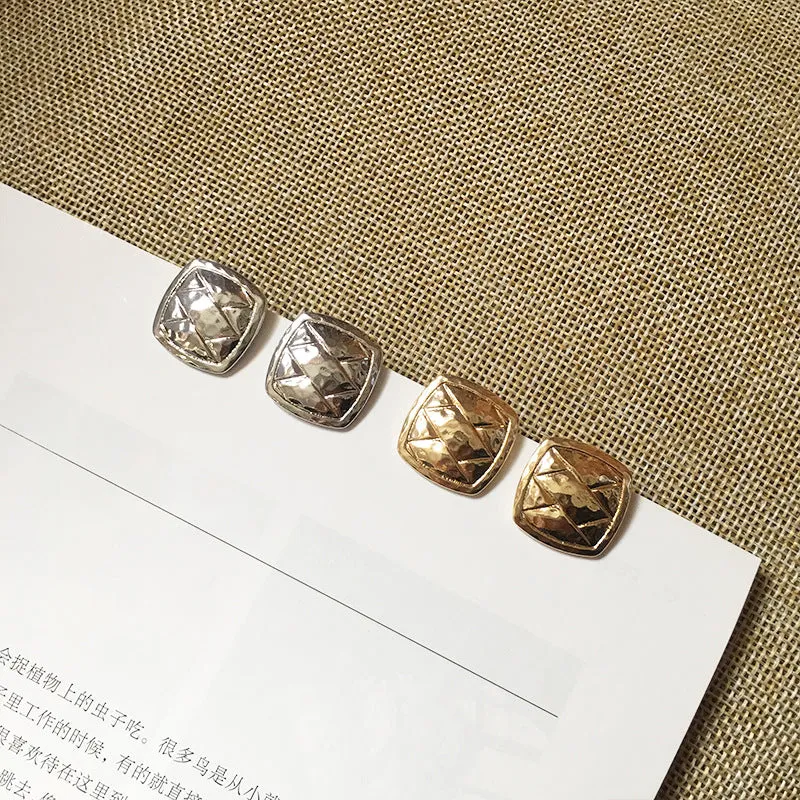 Retro Chic Alloy Button Stud Earrings - Vienna Verve Collection