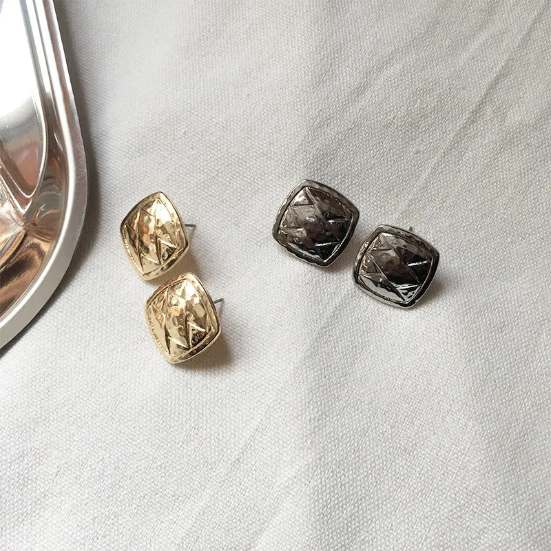 Retro Chic Alloy Button Stud Earrings - Vienna Verve Collection