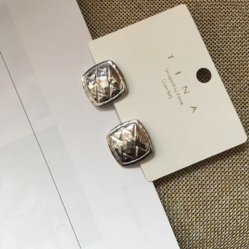 Retro Chic Alloy Button Stud Earrings - Vienna Verve Collection