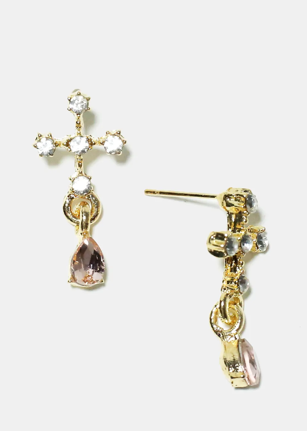 Rhinestone Cross Chic Earrings