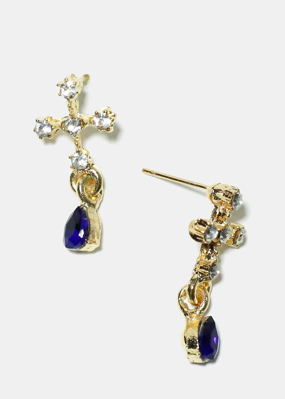 Rhinestone Cross Chic Earrings