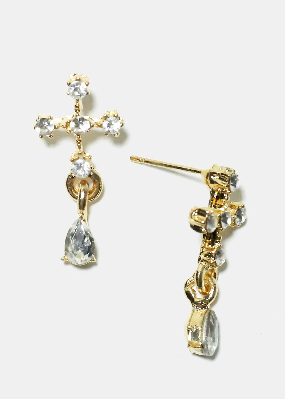 Rhinestone Cross Chic Earrings