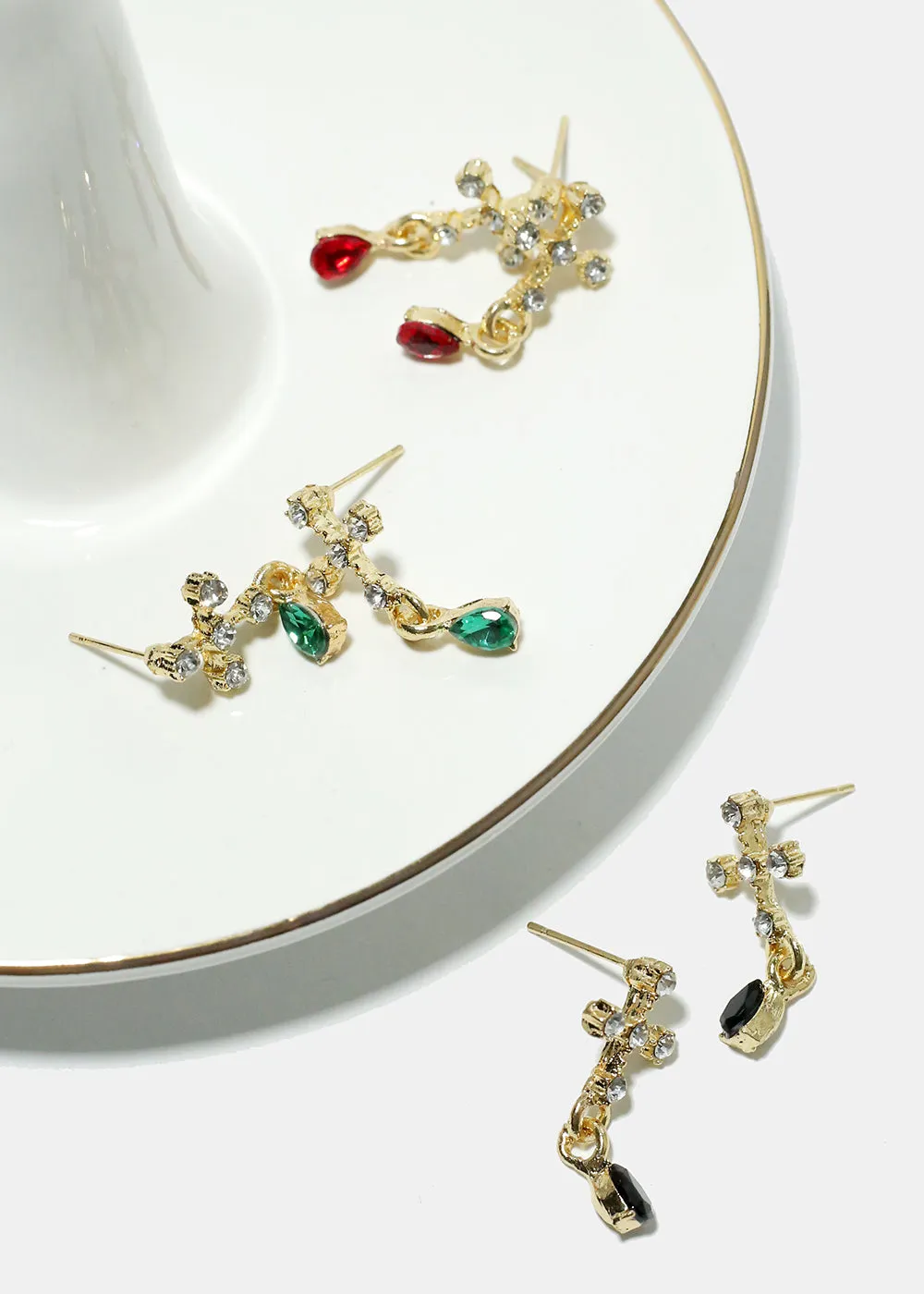 Rhinestone Cross Chic Earrings