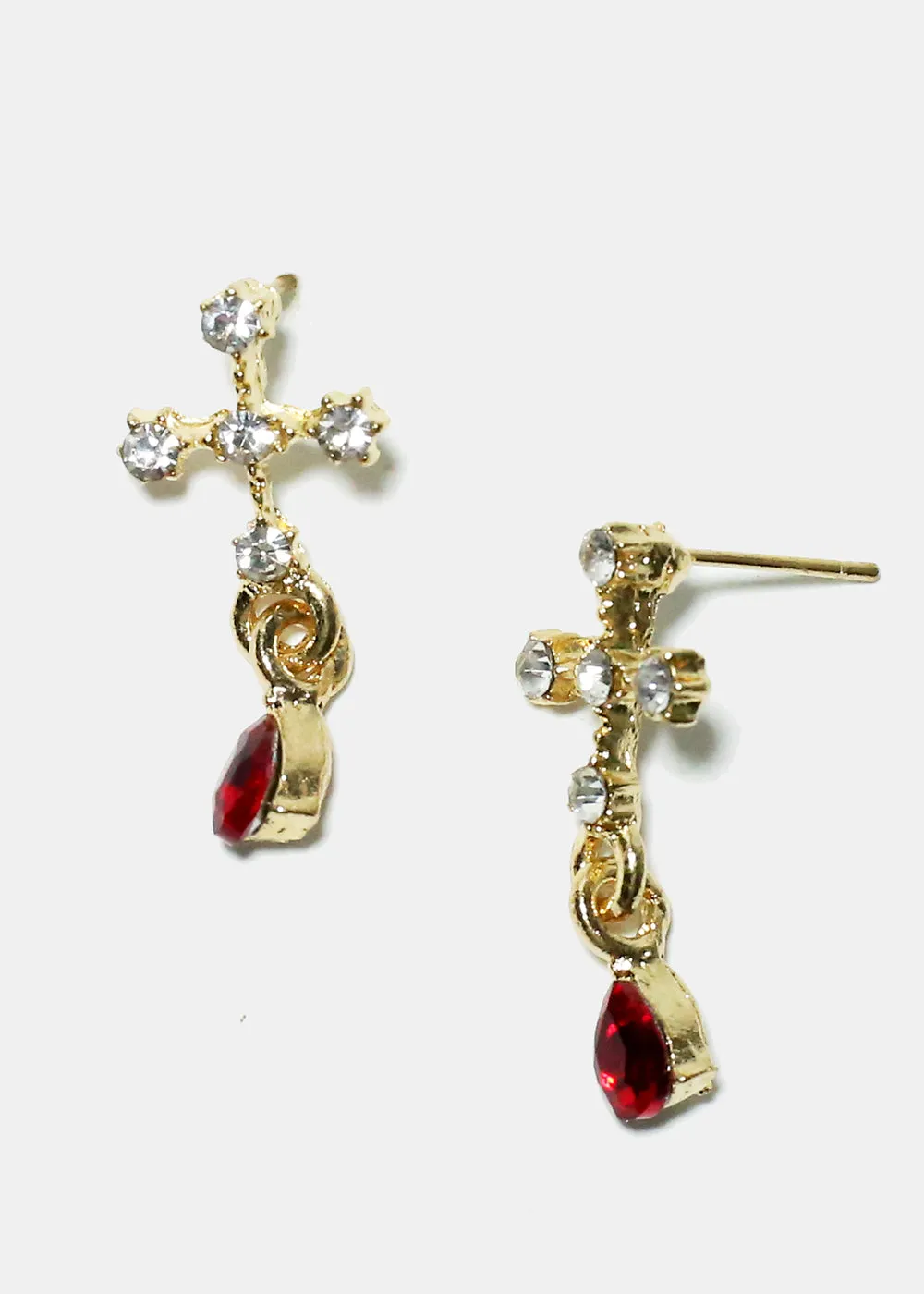 Rhinestone Cross Chic Earrings