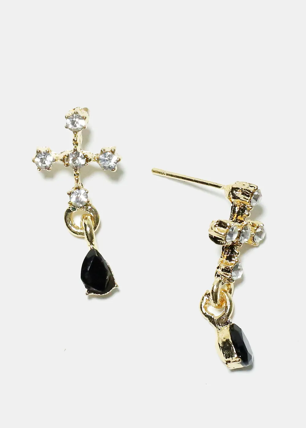 Rhinestone Cross Chic Earrings