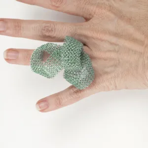 RIBBON statement ring - Wire crochet art jewelry