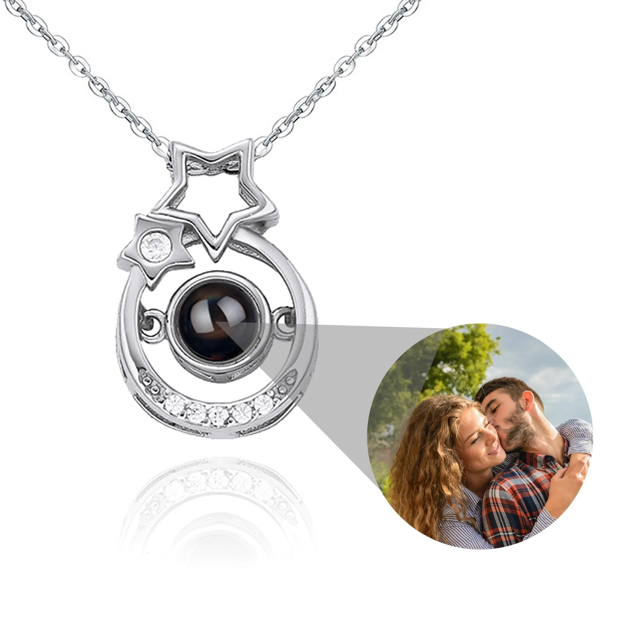 Romantic Gift Custom star shape Photo Projector Pendant Necklace