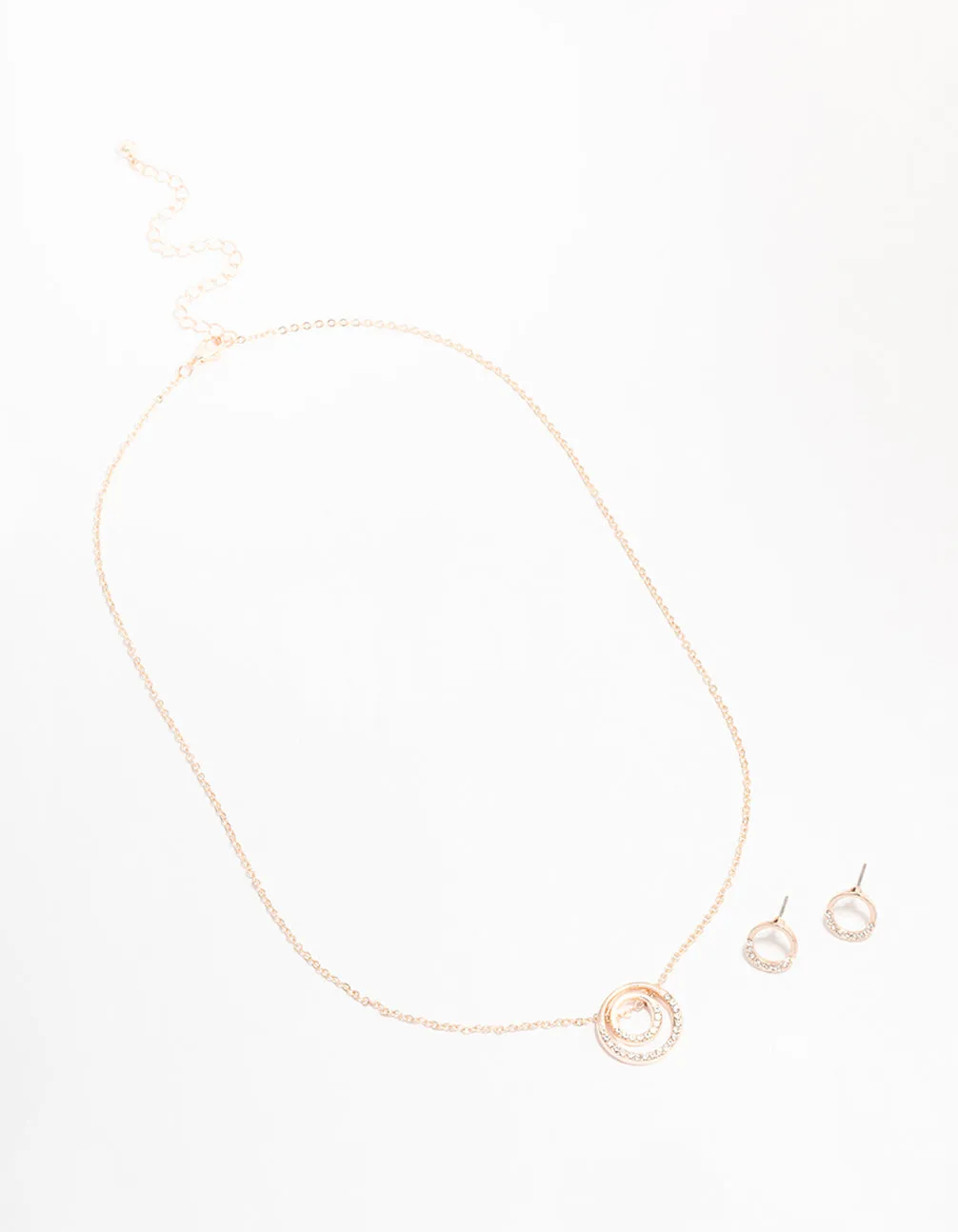 Rose Gold Double Open Circle Jewellery Set