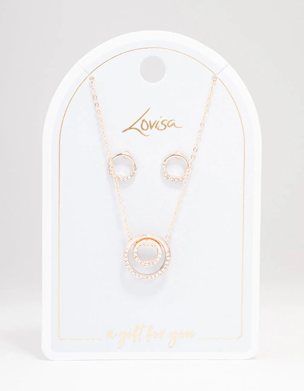 Rose Gold Double Open Circle Jewellery Set