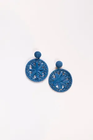 Round Woven Circle Earrings in Cobalt