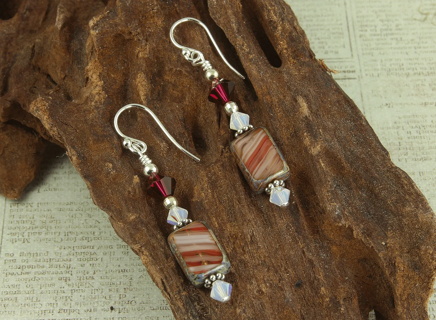 Ruby Red Czech Glass Earrings