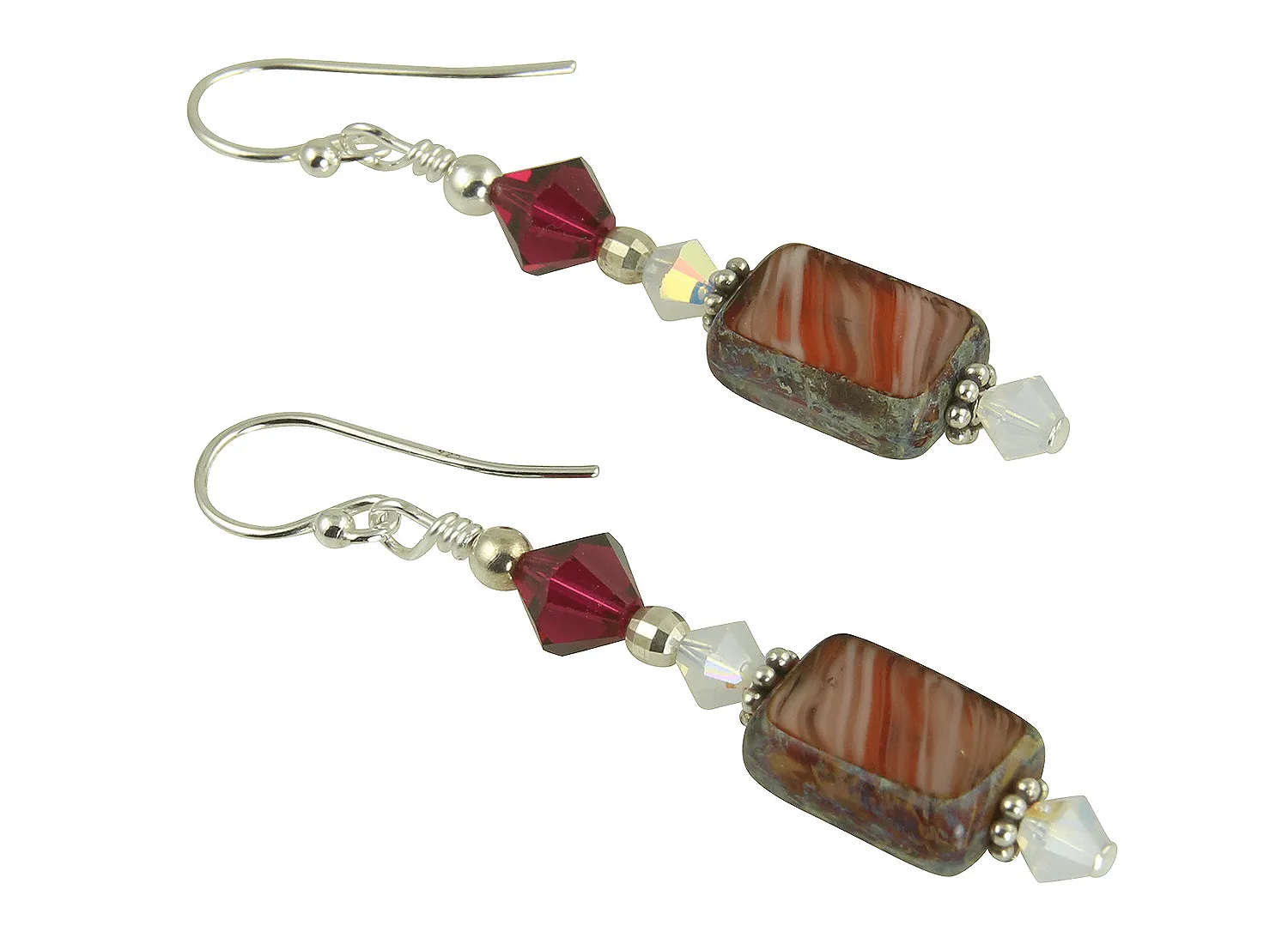 Ruby Red Czech Glass Earrings