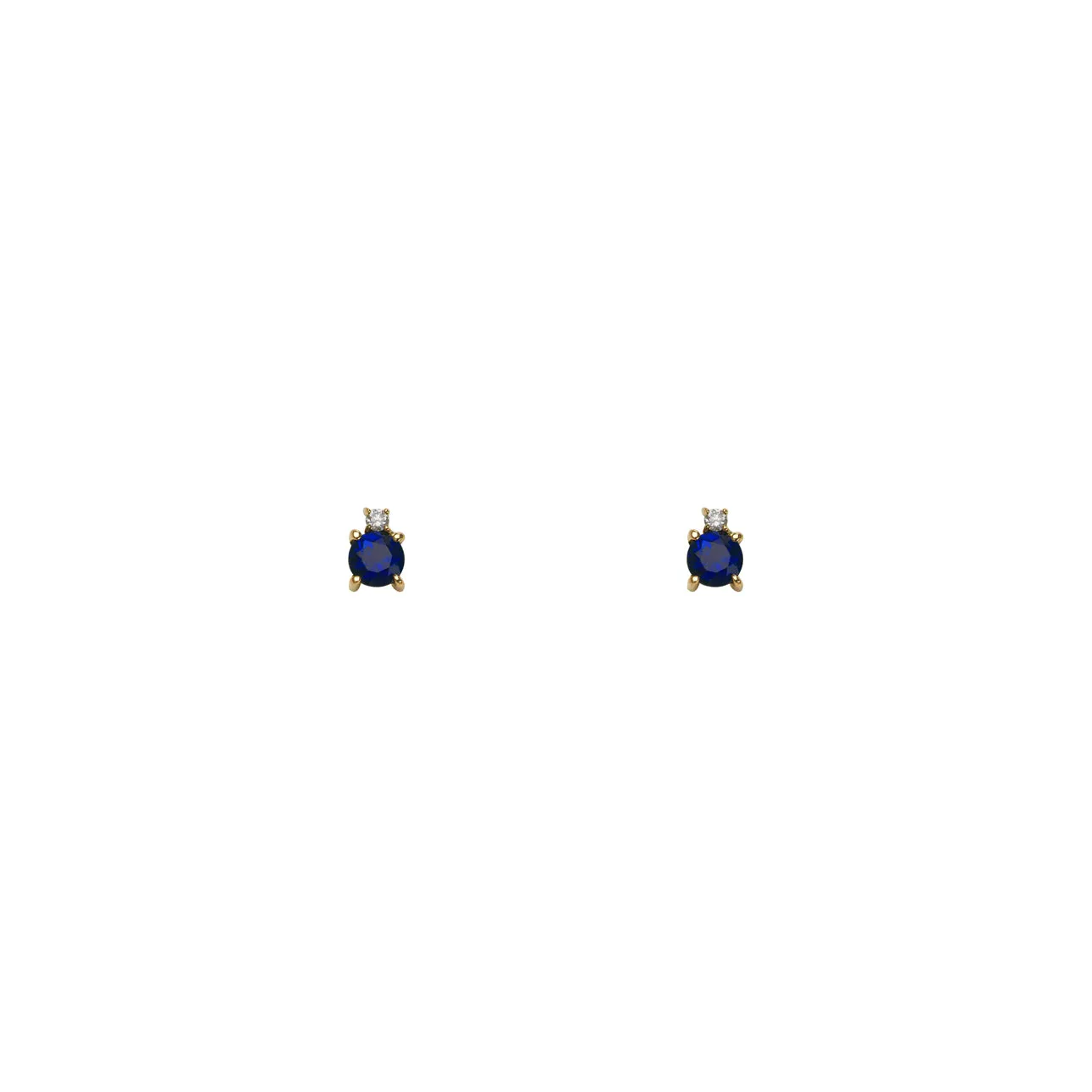 Sapphire, Diamond & Gold Stud Earrings