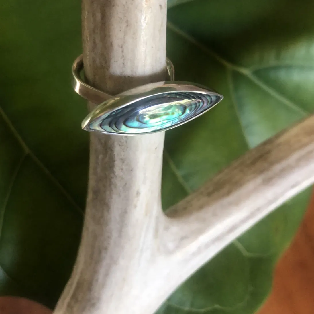 sideways marquise abalone ring