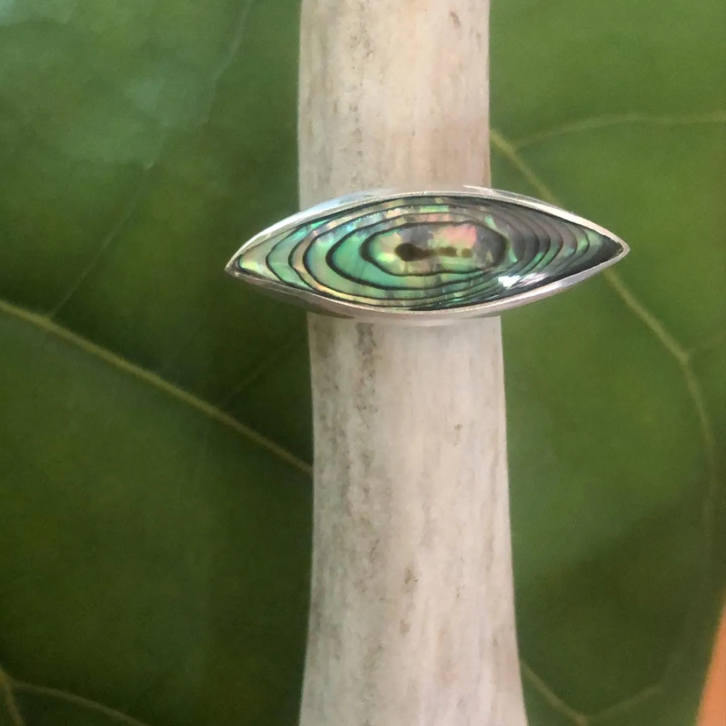 sideways marquise abalone ring