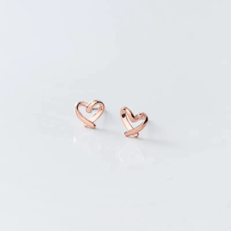 Silver Heart Stud Earrings