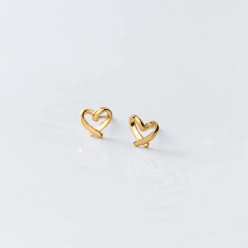 Silver Heart Stud Earrings