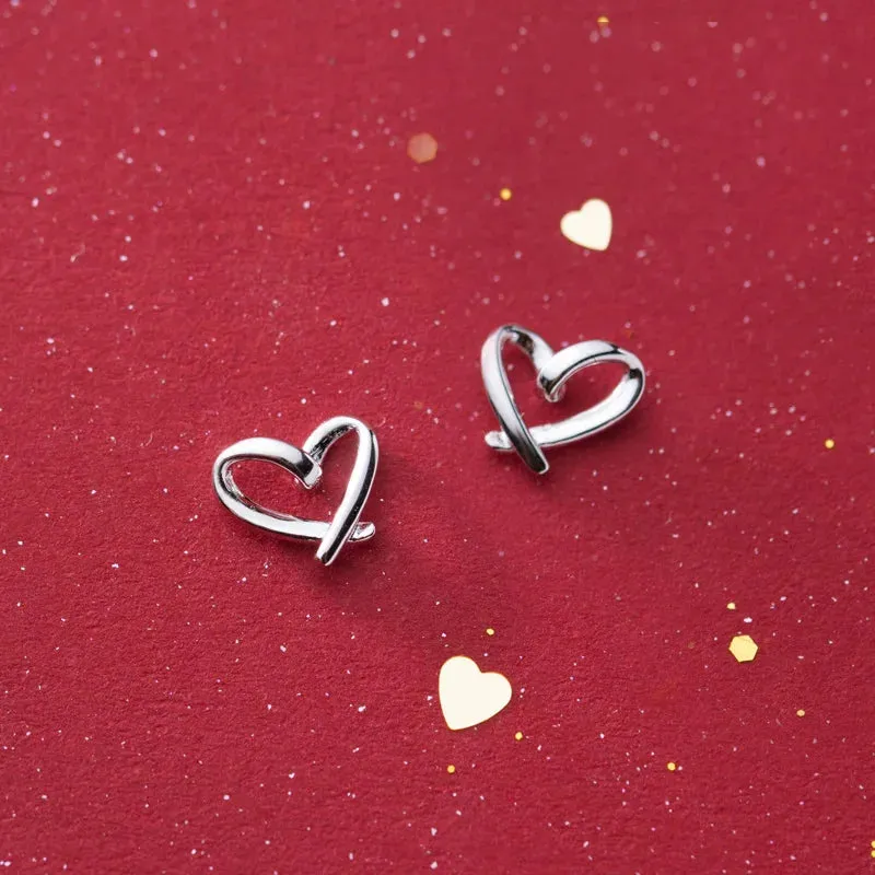 Silver Heart Stud Earrings