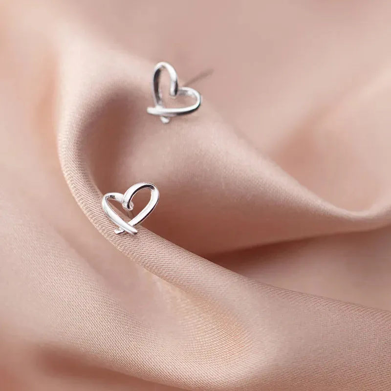 Silver Heart Stud Earrings