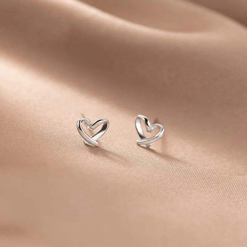 Silver Heart Stud Earrings