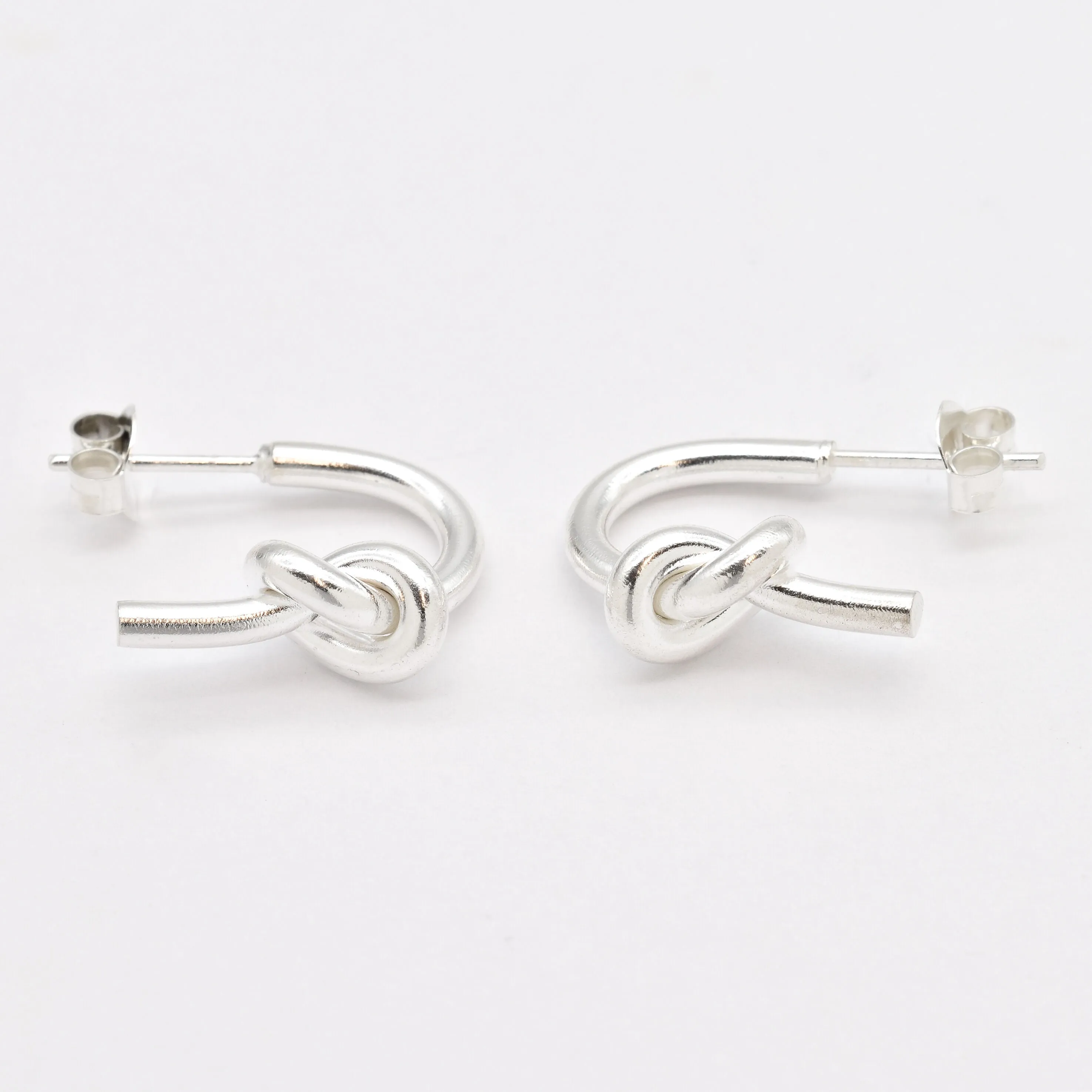 Silver Knot Earrings - Love Knot Earrings - Minimalist Silver Earrings