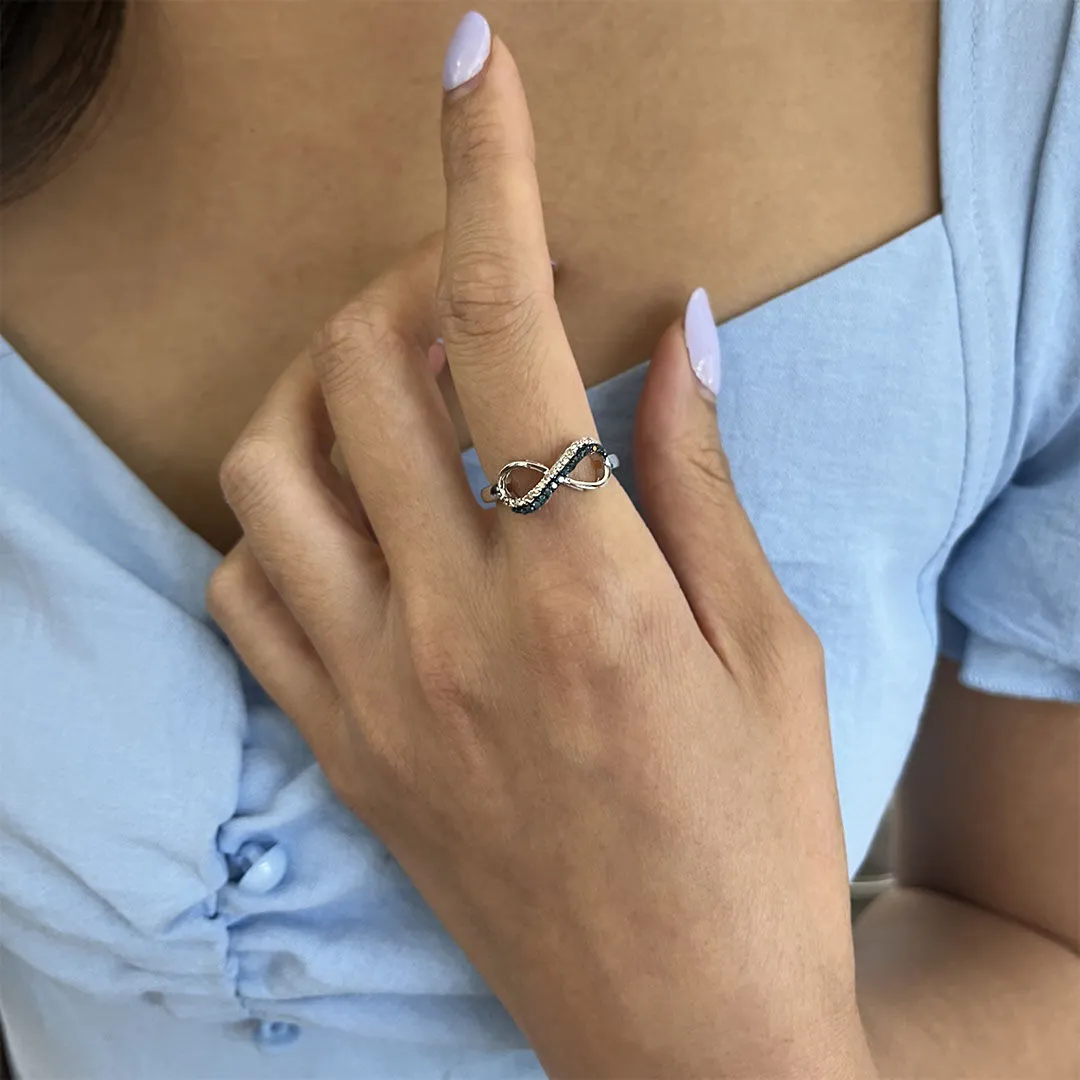 Silver Legacy Infinity Sky Blue & White Diamond Ring