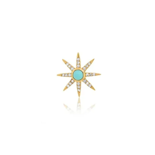 SINGLE SUNBURST STUD EARRING, TURQUOISE