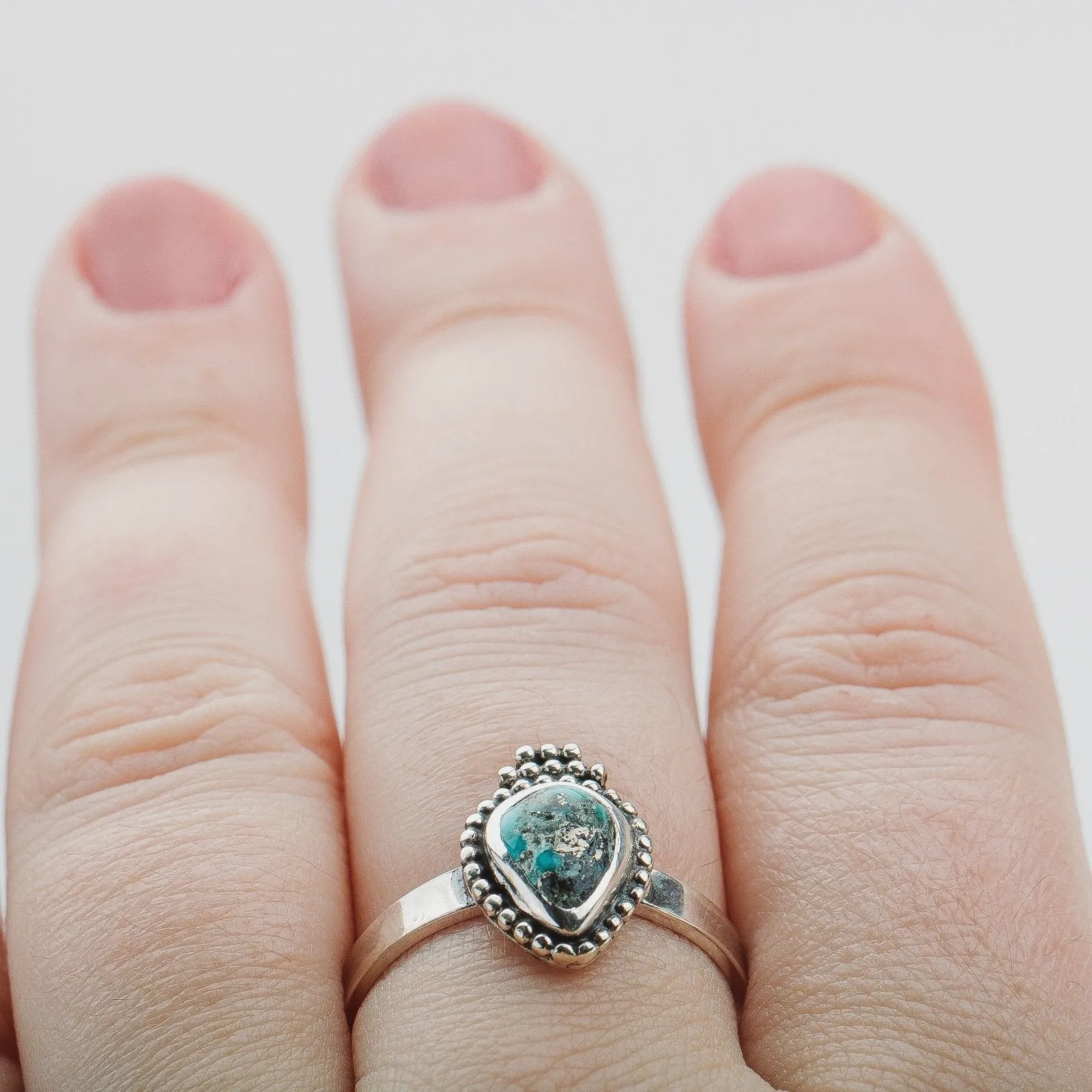 Size 10 White Water Turquoise Gemstone Ring