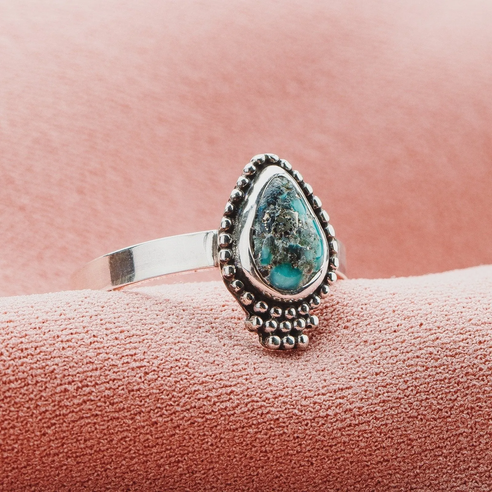 Size 10 White Water Turquoise Gemstone Ring