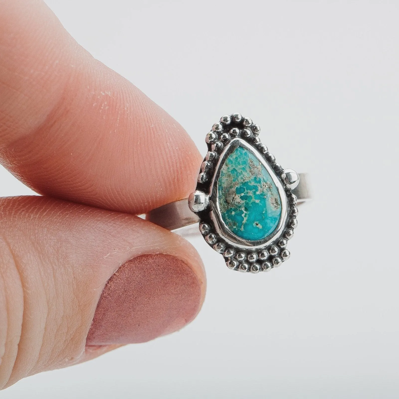 Size 6.75 White Water Turquoise Gemstone Ring