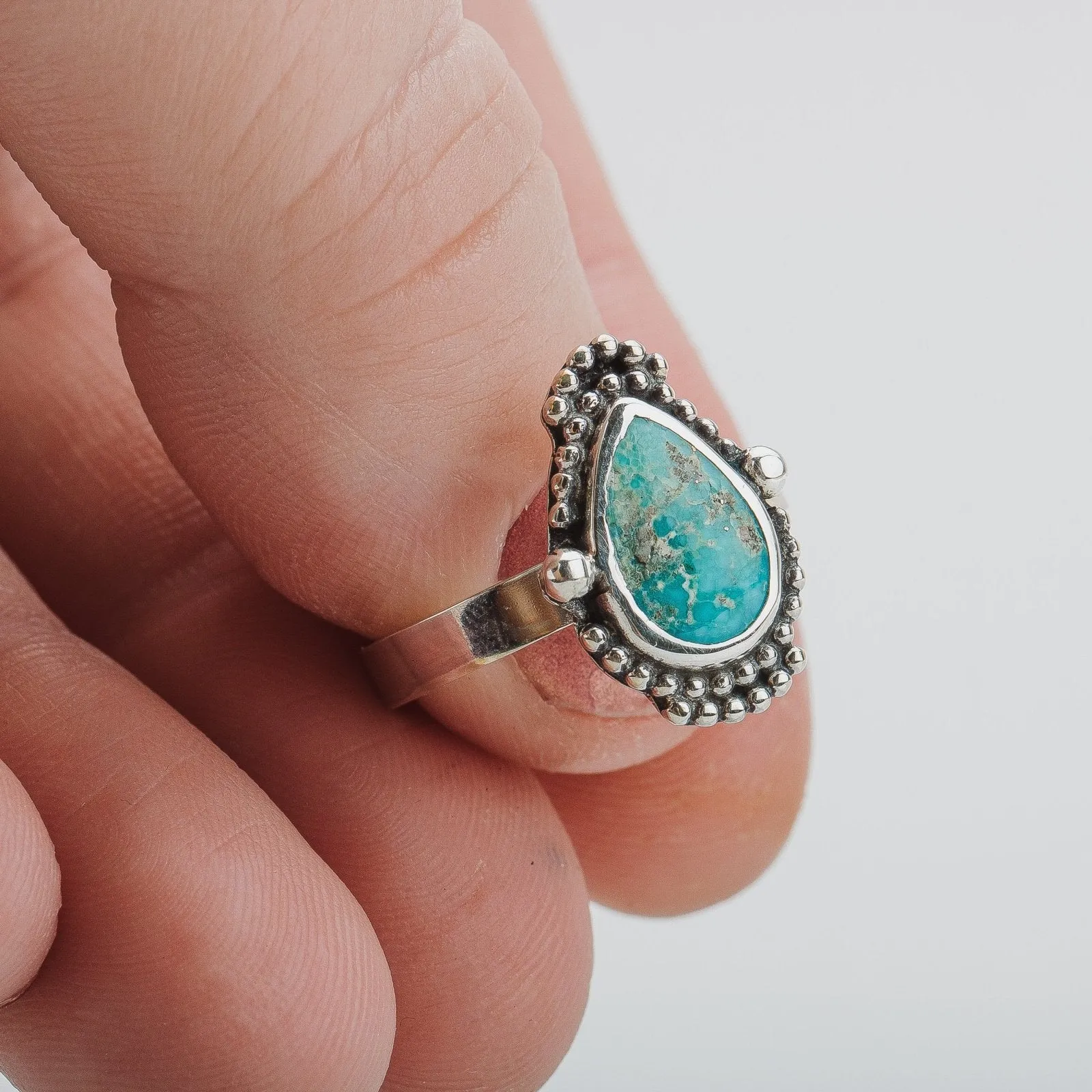 Size 6.75 White Water Turquoise Gemstone Ring