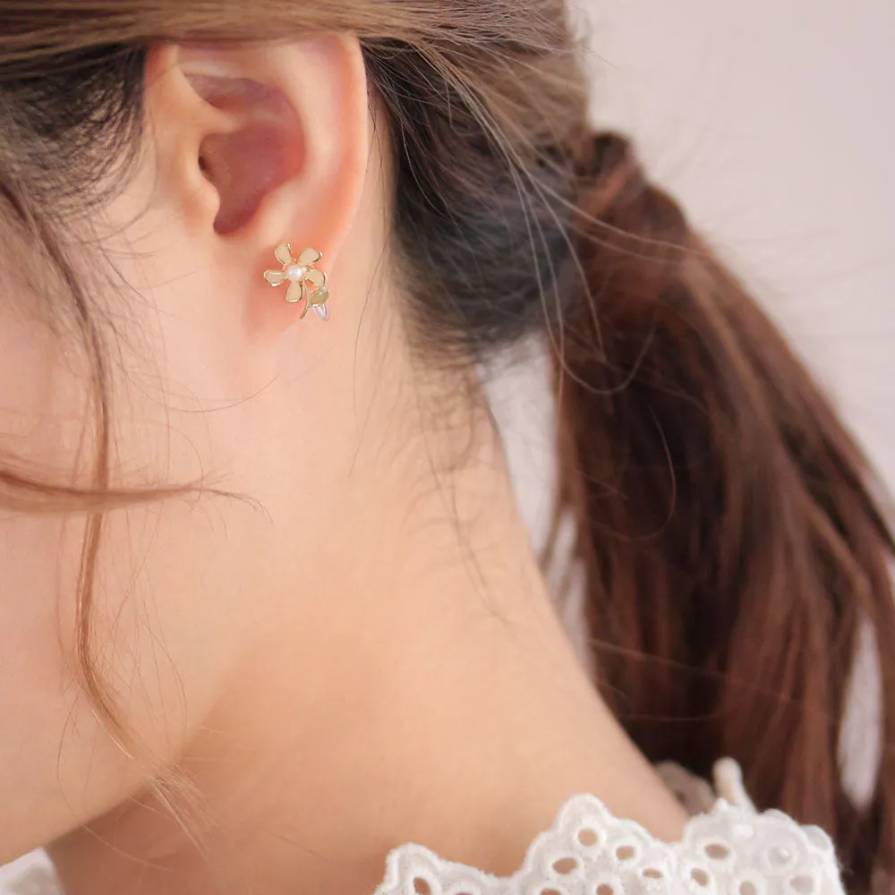 Small Flower Invisible Clip On Earrings