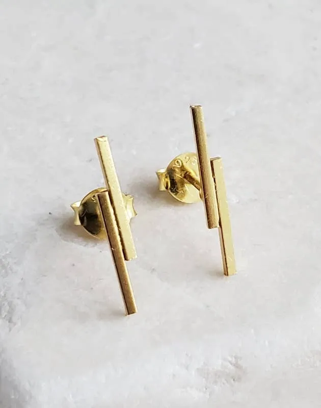 Sosie Designs - Gold Double Line Bar Studs