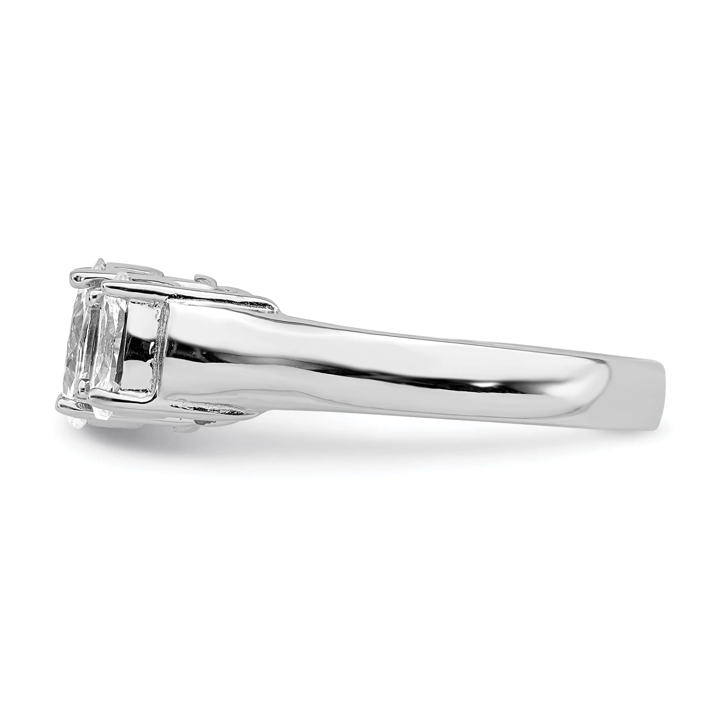 Sterling Silver 3 Stone Cubic Zirconia Ring