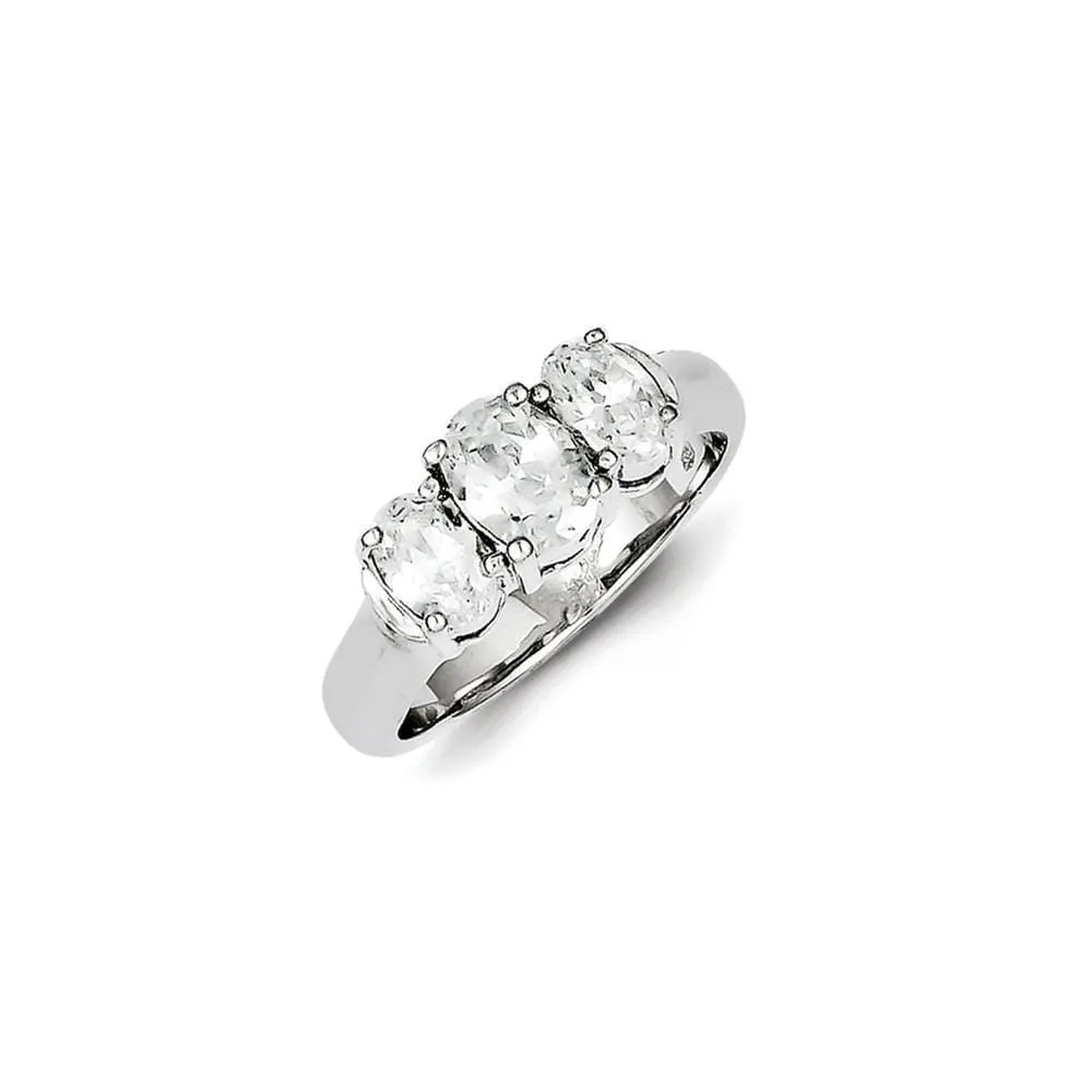 Sterling Silver 3 Stone Cubic Zirconia Ring