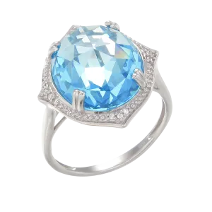 Stunning Cocktail Ring with Blue CZ